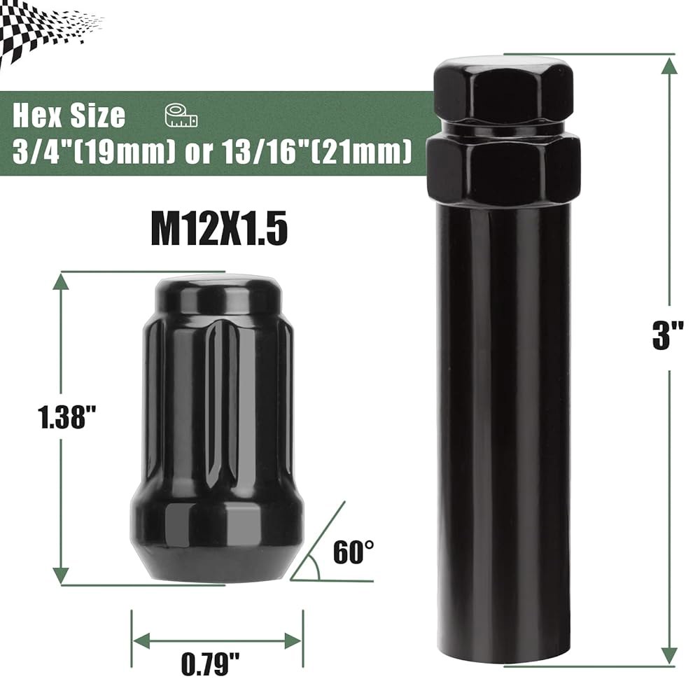glorider ATV M12x1.5 스플라인 러그 1개, Civic용 캔암 잠금 x 1.5 매버릭 파이오니어 폴라리스 RZR Outlander 12mm 클로즈드 엔드 혼다 너트 - 상세 이미지 2
