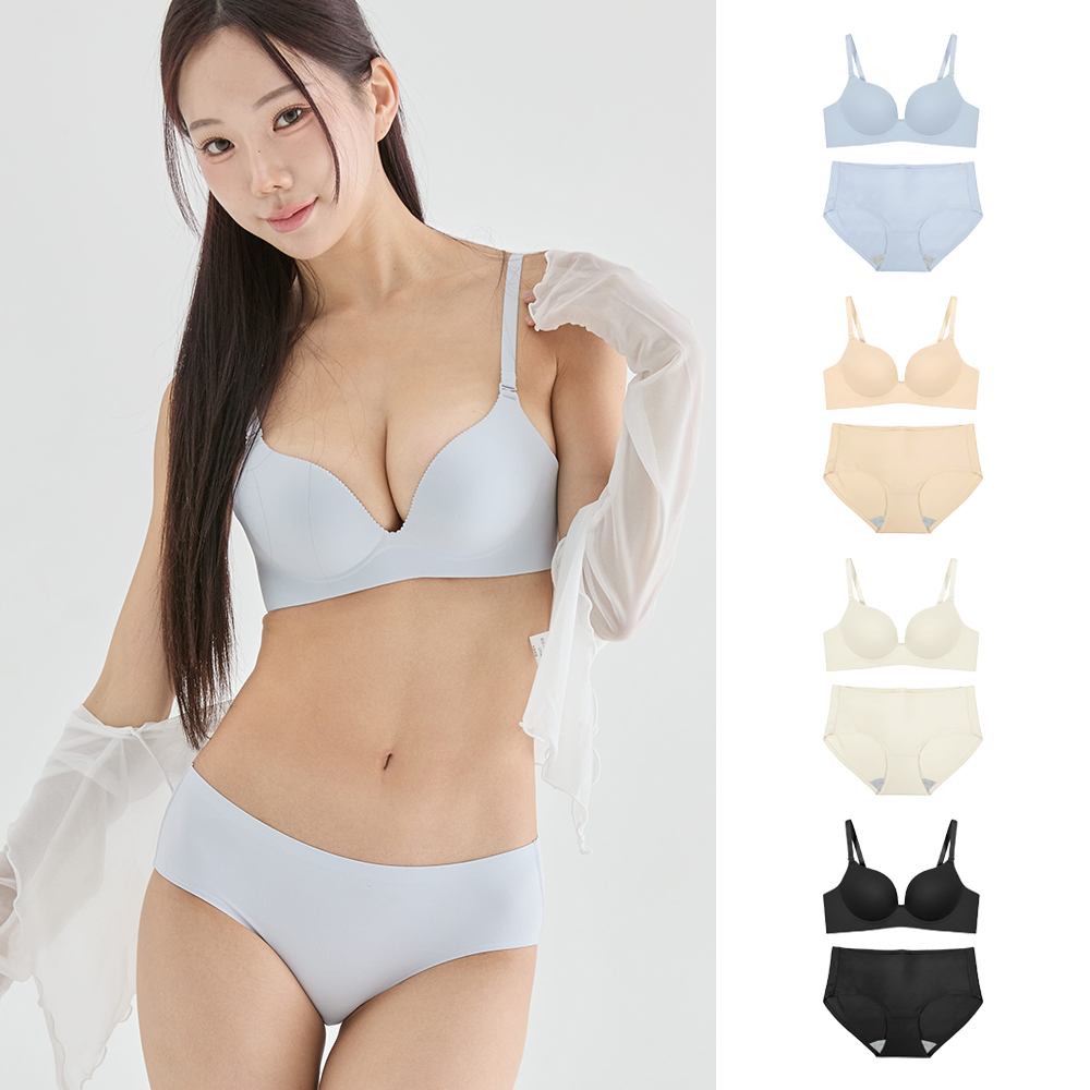 핑크앤다이아 2cm 젤라또 볼륨업 브라세트 노와이어 패드일체형 가슴모아주는 푸쉬업 뽕브라 - 상품 이미지