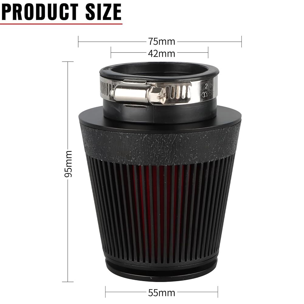 NIBBI 레이싱 CNC 42MM 에어 필터 원형 테이퍼드, 더트 바이크 ATV 쿼드 고 카트 피트 부품용 유니버설 42mm-black - 상세 이미지 2