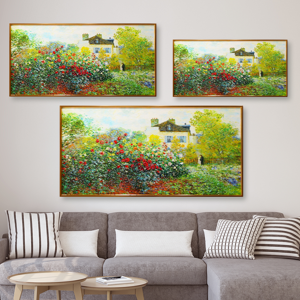 모네 장미정원 명화 그림 인테리어 액자 중 (80X40cm), 골드프레임 - 상세 이미지 2
