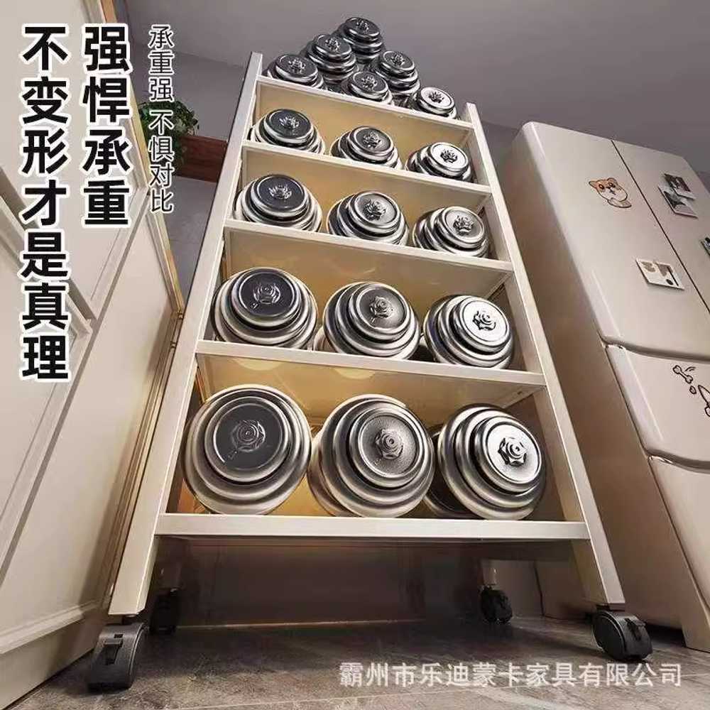 주방 슬라이딩 선반 슬림 양념장 인출식 냄비 수납 55cm 3단 화이트 - 상세 이미지 2