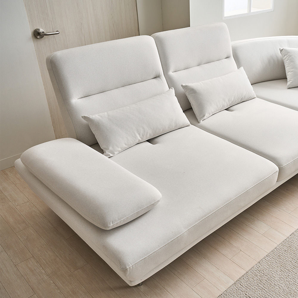 장인가구 도이 7인용 푹신한 스윙 등받이 패브릭 코너형 쇼파 이지클린 방수 소파 스툴미포함