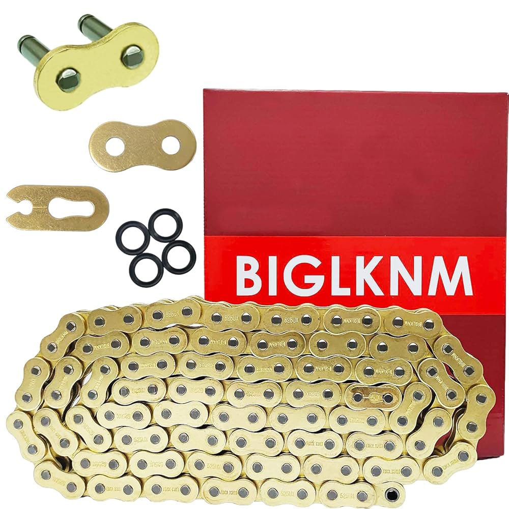BIGLKNM 525 X-링 모터사이클 체인 116 링크와 마스터 링크, 스즈키 혼다 가와사키 자전거용 골드 드라이브 체인, 미니 바이크, 더트 바이크 - 상품 이미지