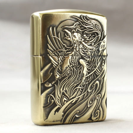 [해외]지포의 보물 방풍등유 라이터 놋쇠 갑옷 3D 부조 양면 봉구황의 환생