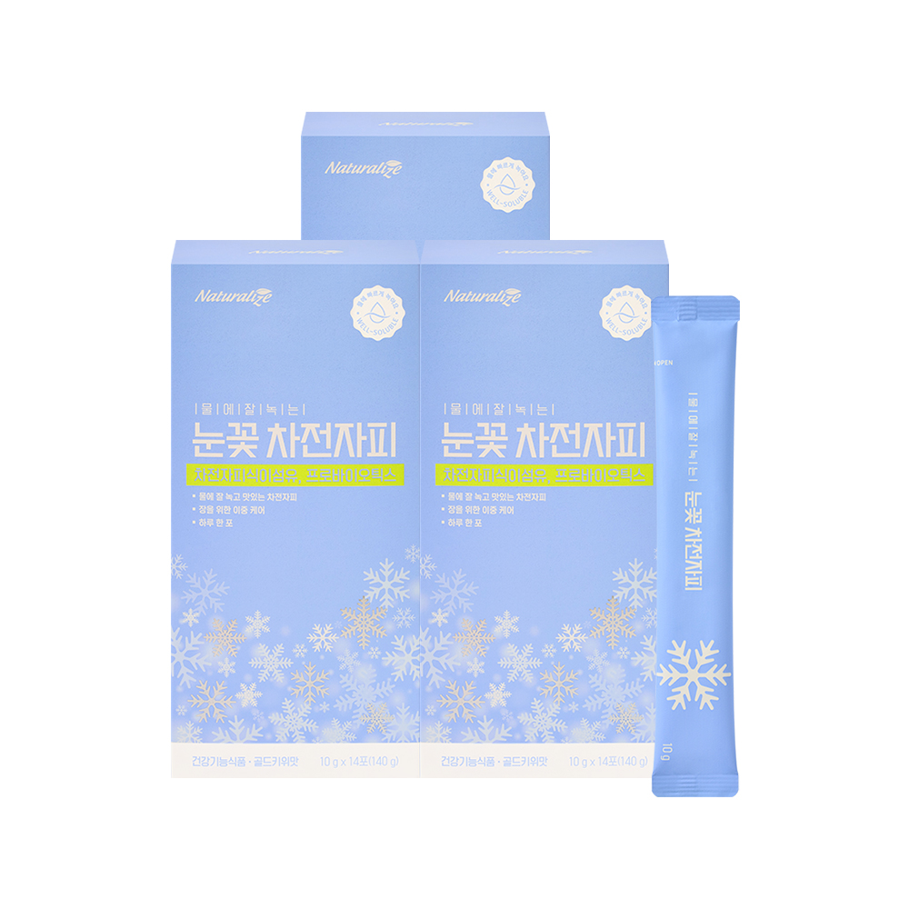 네추럴라이즈 눈꽃 차전자피 / 식이섬유 프로바이오틱스 생유산균 골드키위맛 14포, 3개 - 상품 이미지