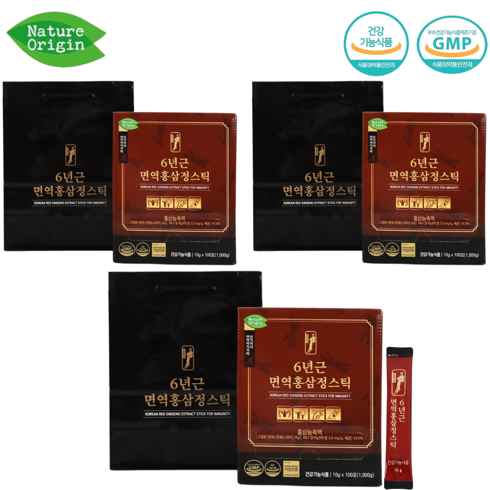 네이처오리진 프리미엄 면역 홍삼정 스틱 100포 3박스 6년근 홍삼 농축액 고함량 건강선물 - 상품 이미지