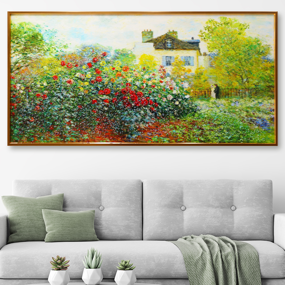 모네 장미정원 명화 그림 인테리어 액자 특대 (120X60cm), 골드프레임 - 상품 이미지
