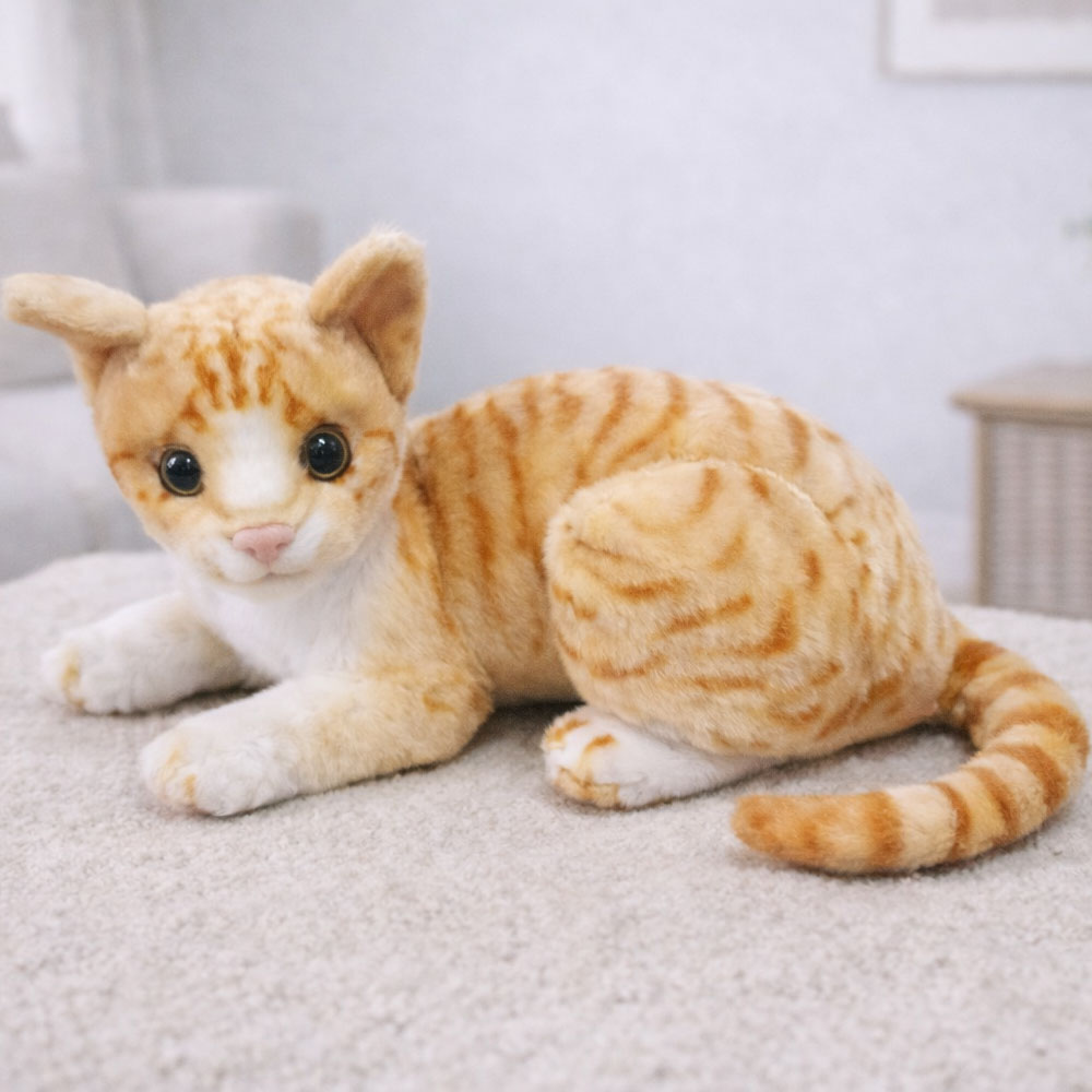 치즈태비 고양이 인형 스트라이프 봉제인형 리얼 고양이 줄무늬 인테리어 소품 - 상품 이미지