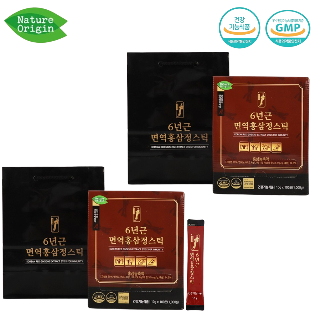 네이처오리진 프리미엄 면역 홍삼정 스틱 100포 2박스 6년근 홍삼 농축액 고함량 건강선물 - 상품 이미지