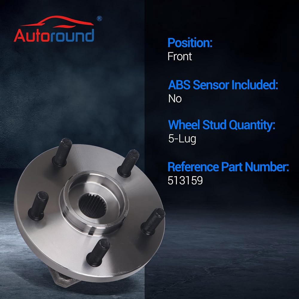 Autoround 513159 지프 그랜드 체로키 호환되는 2000 어셈블리 및 2002 프론트 2004, 비 5 러그 휠 2003 2001 1999 베어링 허브 ABS와 - 상세 이미지 3