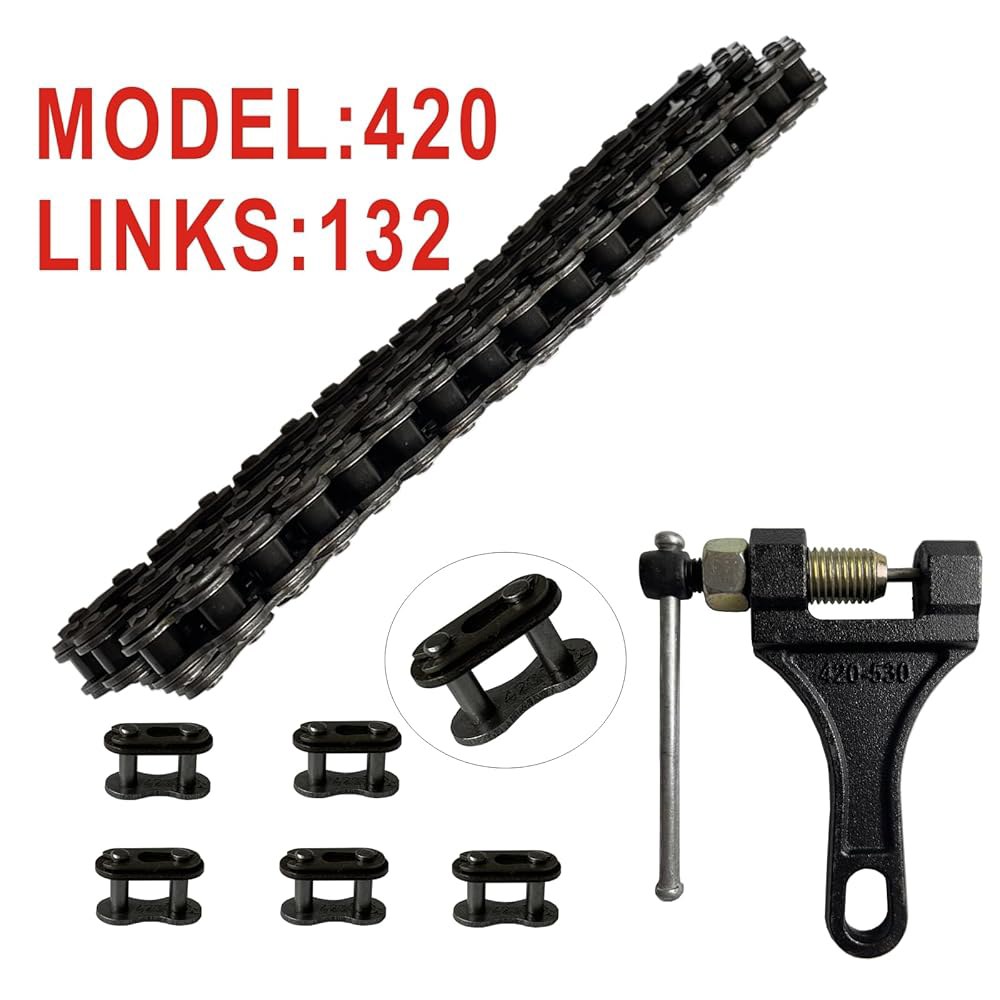 LKSM 420 체인 132 링크 오토바이 표준 롤러 체인, 브레이커 6 연결 마스터 링크, 100cc 110cc 125cc 미니 ATV 쿼드 고 카트 스쿠터 - 상세 이미지 3