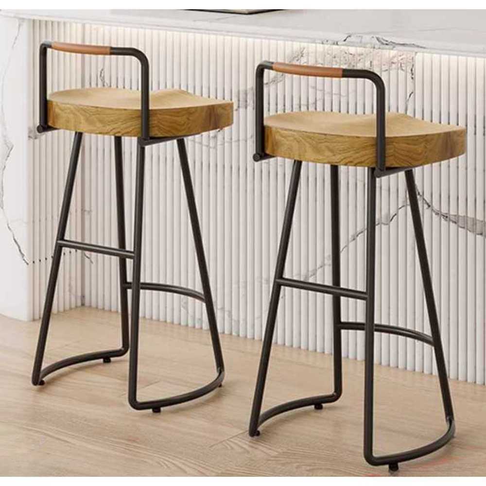 원목 바 테이블 스탠딩 탁자 와인 칵테일 라운지 높은 바 의자 2개 / 높이 75cm - 상품 이미지