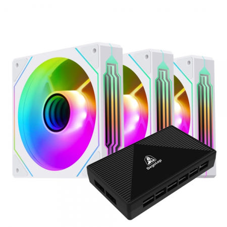 Segotep Segotep NR12 ARGB PWM 리버스 KIT (컨트롤러/3팩, 화이트)