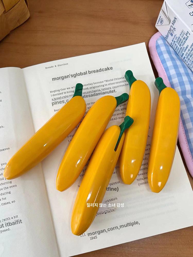 귀여운 바나나 캐릭터 학생용 과일 디자인 블랙펜 1개 이미지 6