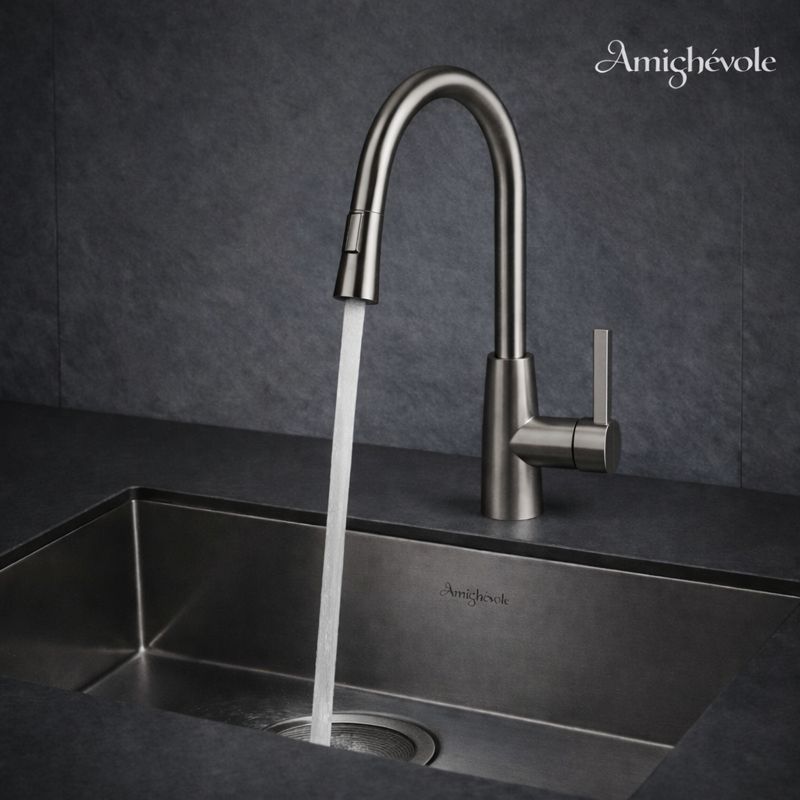 아미체볼레 싱크대수전 거위목 주방 수도꼭지 무광 코브라수전 헤드 물튐방지 셀프교체 제품 이미지
