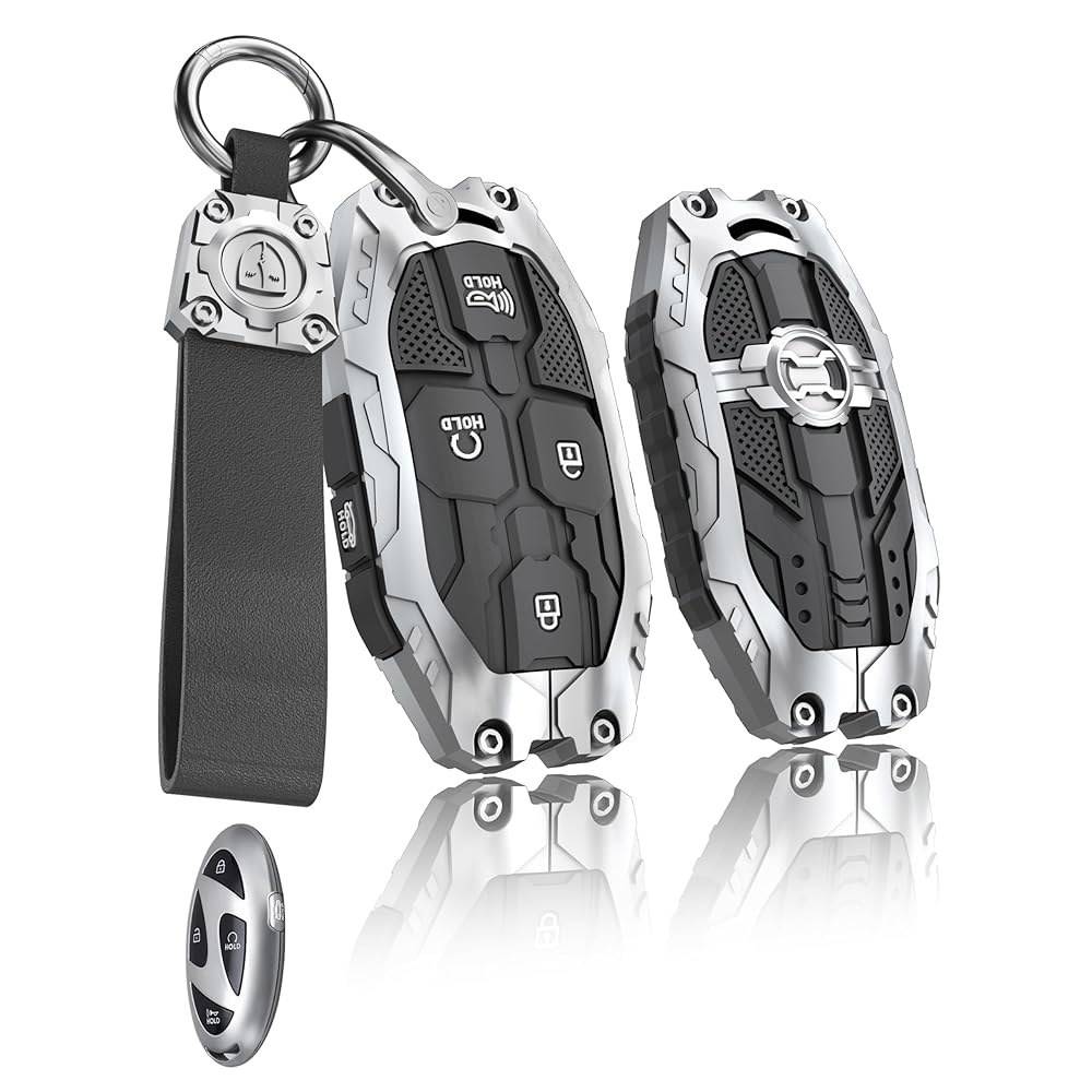 HERKIOCIO 현대 전자 키 커버용, 자동차 Elanrtra 케이스 그랜저 키와 스마트 Tucson 2023 호환 버튼-실버) 무거운 6 아이오닉 Fe Sonata (5 San - 상품 이미지