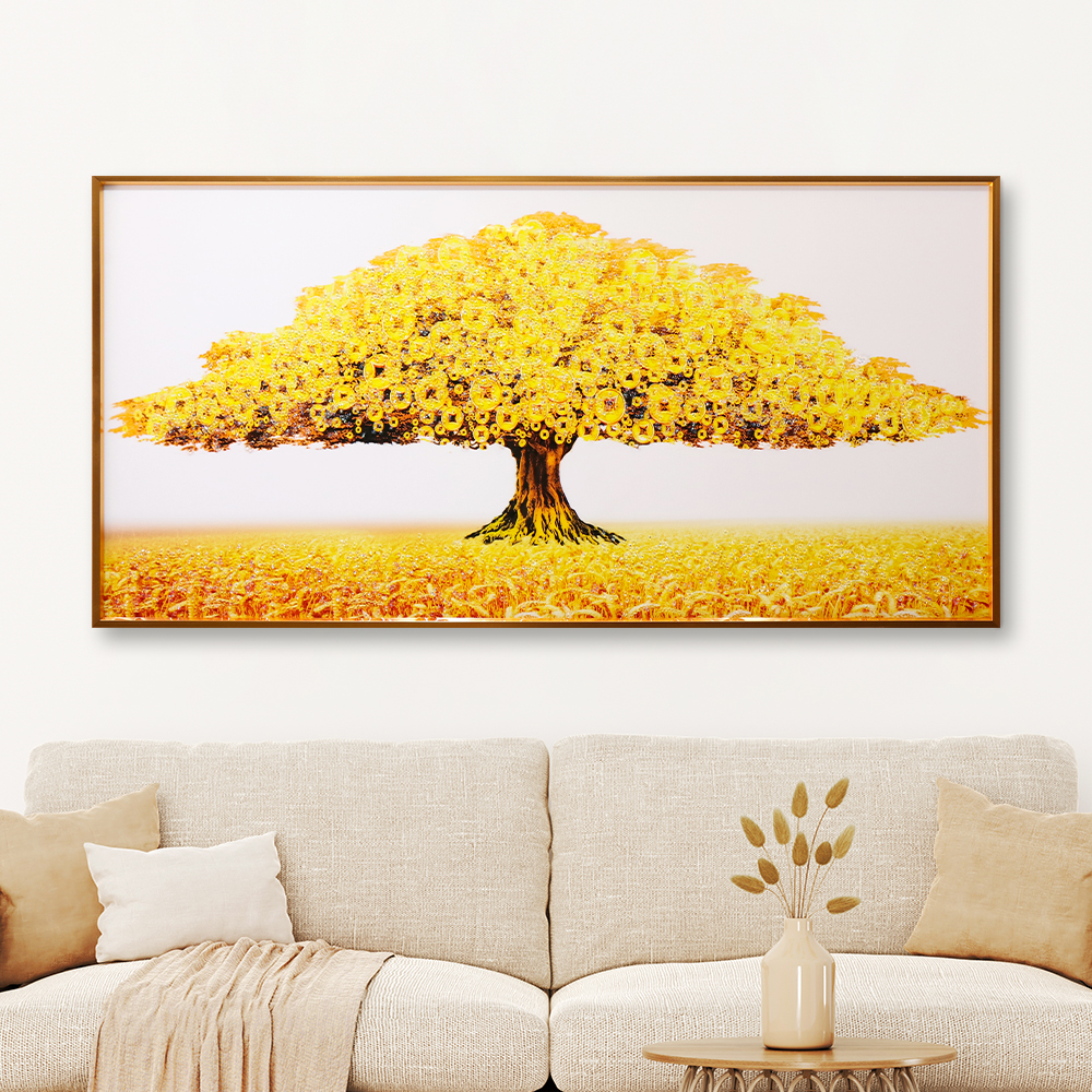 돈 들어오는 그림 골드 돈나무 큐빅 인테리어 액자 중 (80x40cm), 골드프레임 - 상세 이미지 5