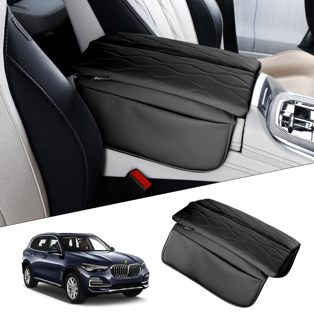 Karltys BMW X5 G05/ X7 센터 포함 2026/ 2026용 2020-2025 G06 X6 X5용 가죽 (블랙) 포켓 중간 방수 팔걸이 2019-2025 G07 보관 - 상품 이미지