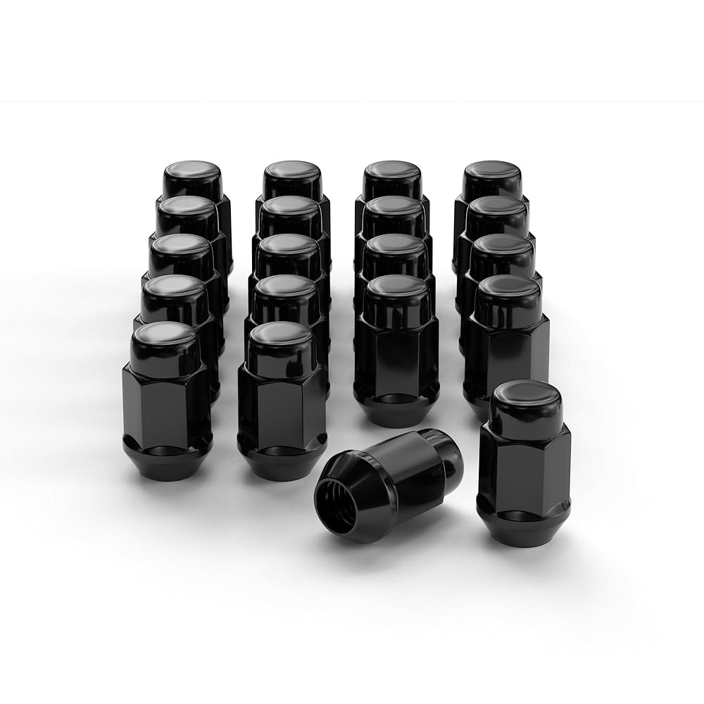 3.6cm(1.4인치) 1/2-20 클로즈드 엔드 벌지 19mm KJ 체로키 TJ WK 블랙 - 20개 애프터마켓 콘 YJ ZJ 리버티 육각 XK Exlporer 휠용 러그 WJ - 상품 이미지