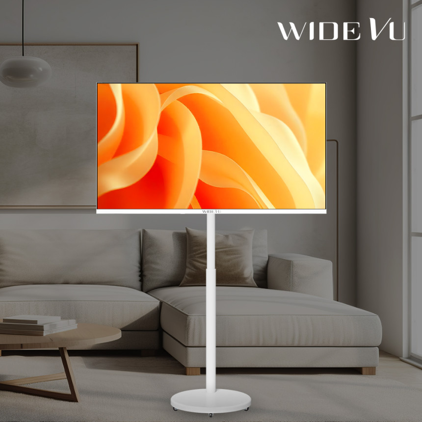 와이드무빙뷰 화이트에디션 삼탠바이미V3 셋트 109cm(43인치) UHD 4K 스마트 이동식 TV 유압식 높이조절 중소바이미 자가설치