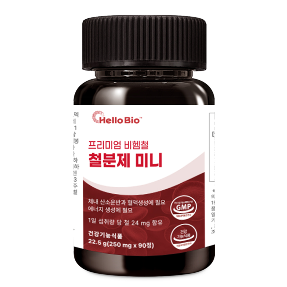 헬로바이오 프리미엄 식물성 비헴철 철분제 24mg 임산부 여성 영양제 90캡슐, 1개