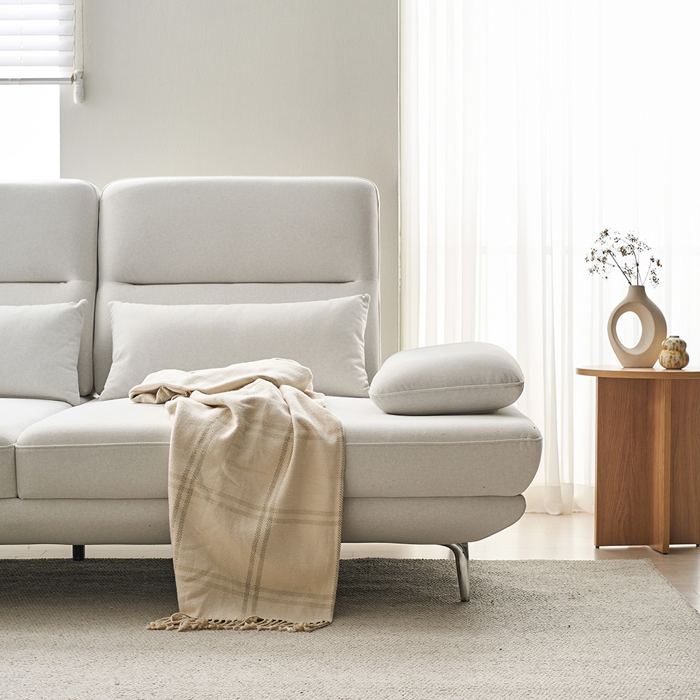 장인가구 도이 7인용 푹신한 스윙 등받이 패브릭 코너형 쇼파 이지클린 방수 소파 스툴미포함