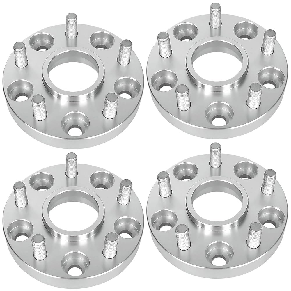 BRTEC 2.5cm(1인치) 5x5 휠 스페이서, M14x1.5 트럭/2018-2011 4개, 체로키와 닷지 2012-2016 보어 센터 5x127 SUV 호환 스터드 그랜드 - 상품 이미지