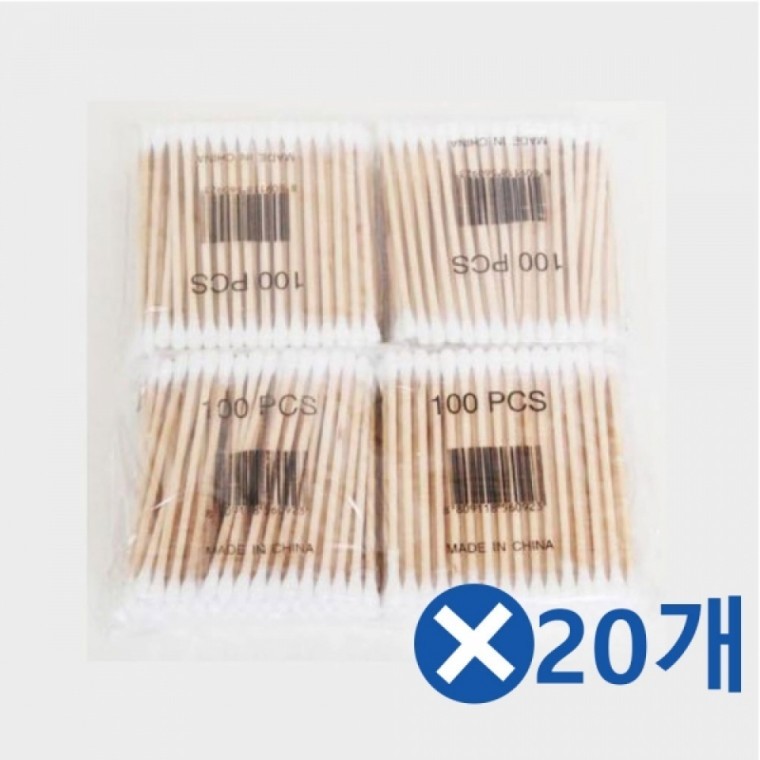 면봉 400개입x20개 얇은면봉 나무면봉 귀청소 - 상품 이미지