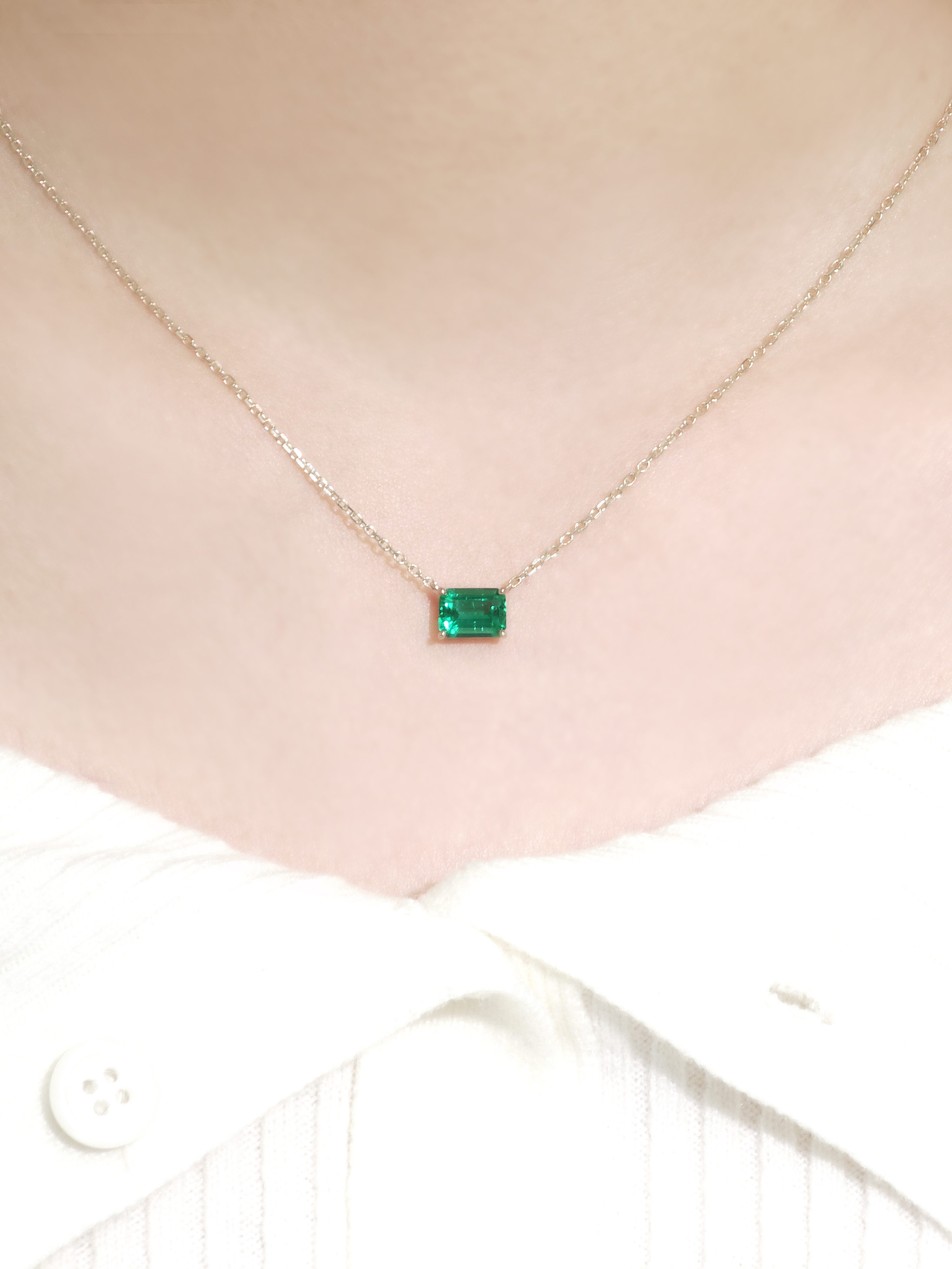 랩에메랄드 목걸이 에메랄드컷 14k 18k - 상세 이미지 5
