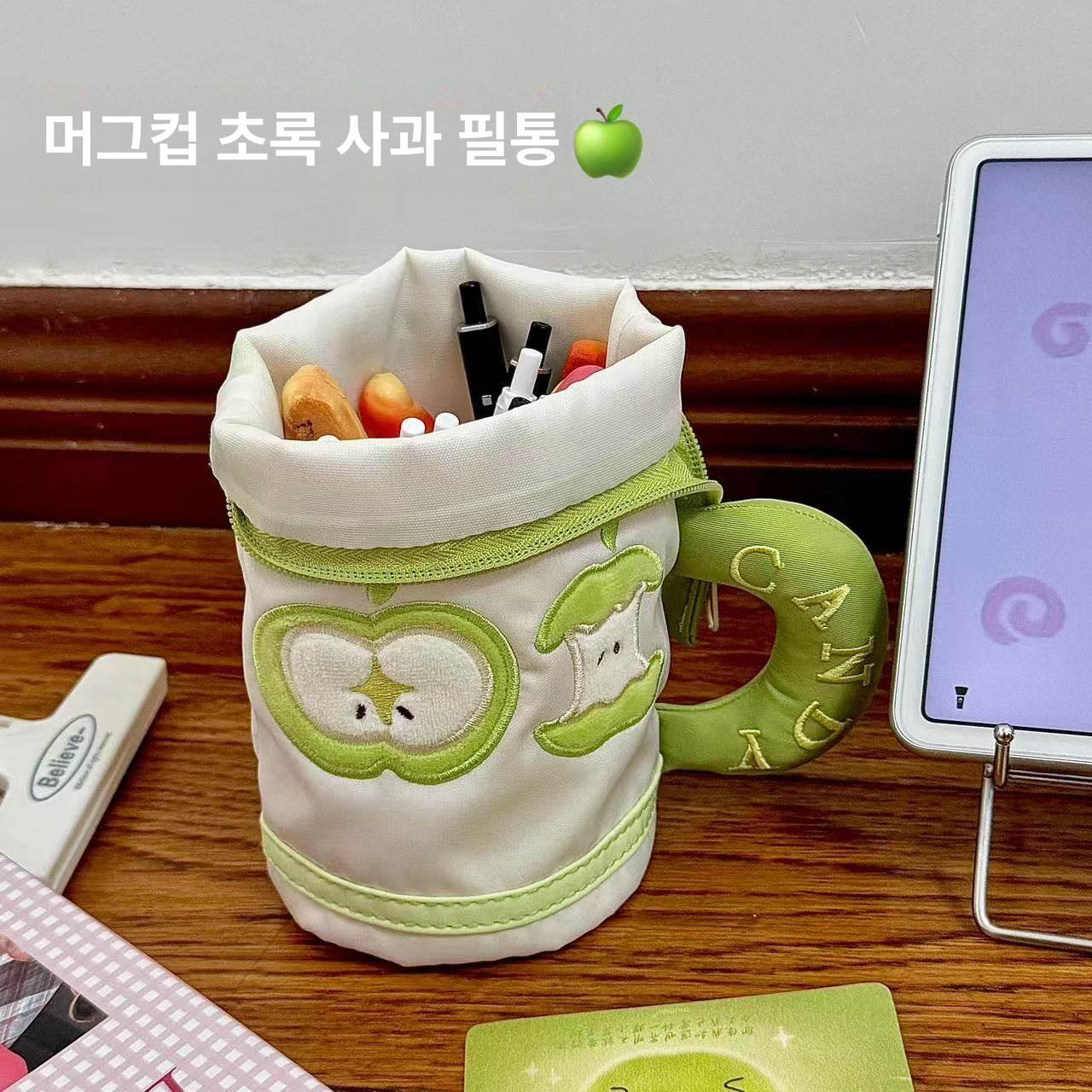 펜슬 대용량 수납 파우치 학생용 문구 가방 귀여운 디자인 레드애플 - 상세 이미지 5