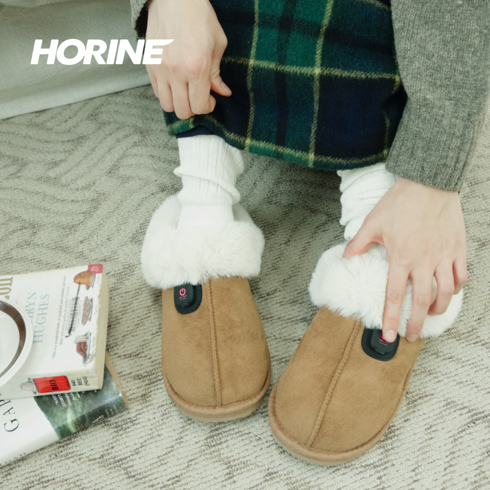 HORINE 발열 슬리퍼 온열 실내화 무선 충전식 방한 겨울 양털 여성 - 상품 이미지