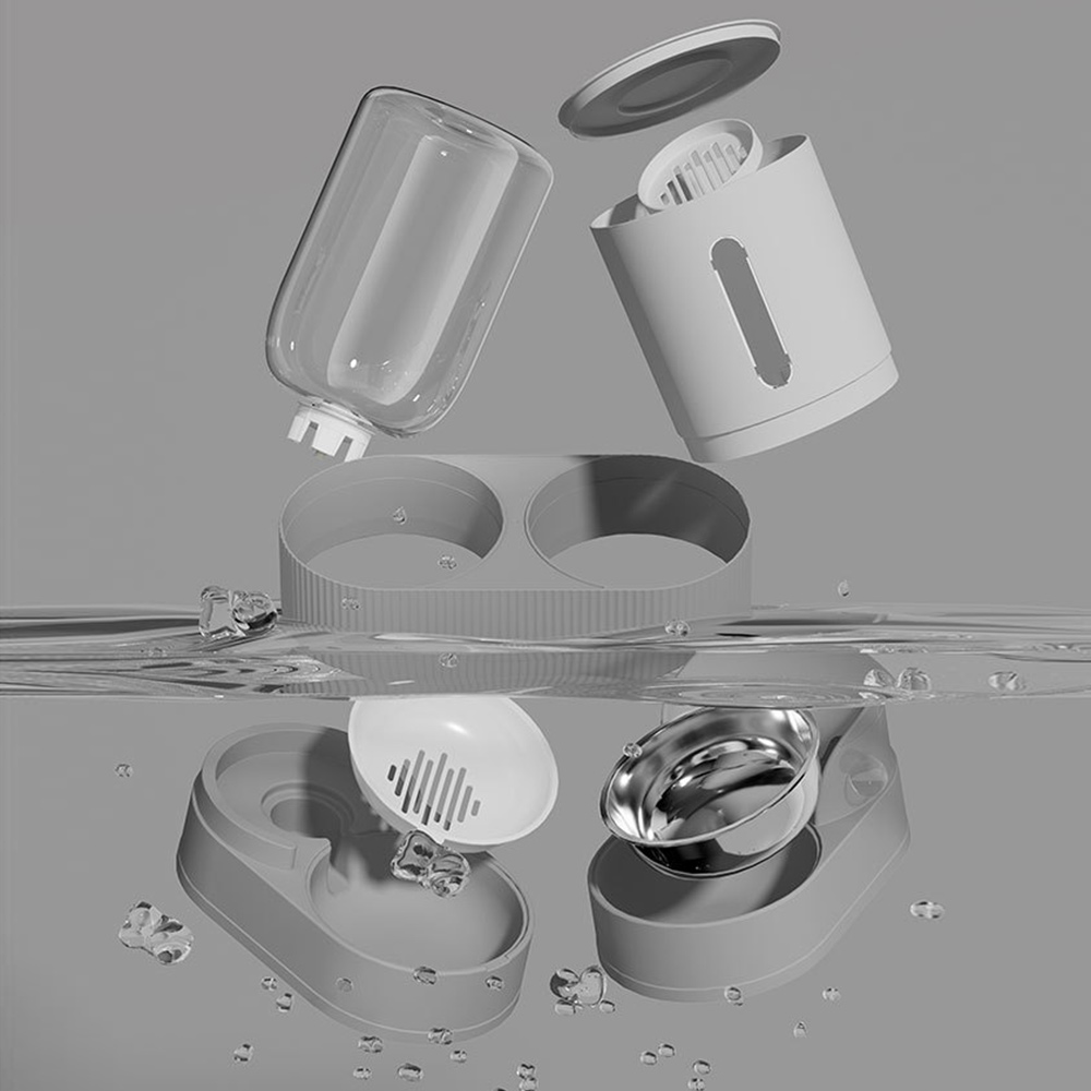 반자동 급수기 2in1 반려동물 급수식기 대용량 2.4L 360도 회전