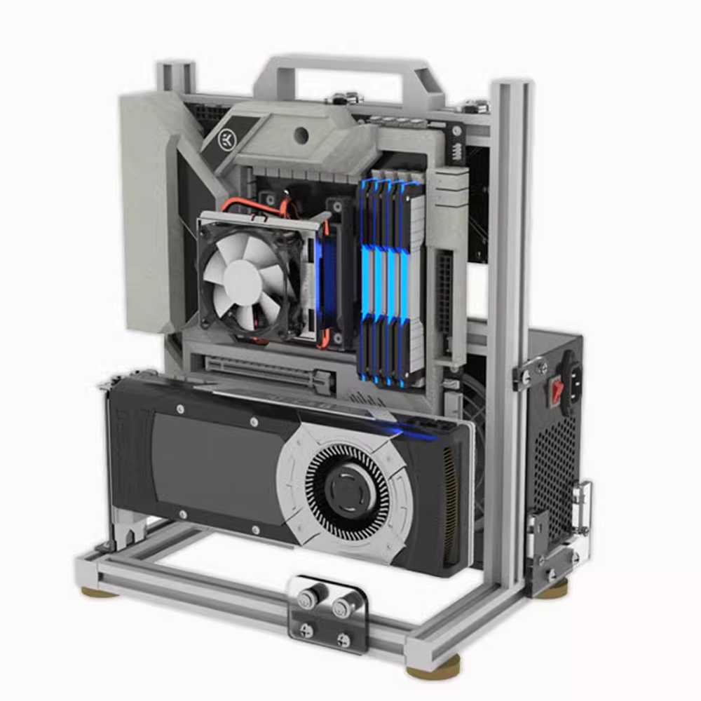 컴퓨터 오픈형 케이스 DIY 블랙 조립식 커스텀 섀시 MATX 보조 스크린 이미지 6