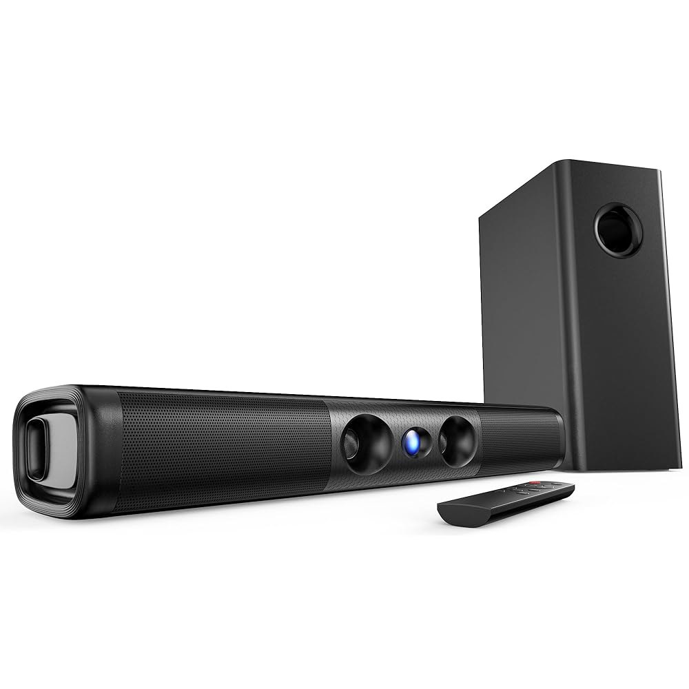 스마트 TV용 RIOWIS 사운드 바, 유선 서브우퍼가 장착된 3.1인치 100W 딥 베이스, TV-ARC /광학 /AUX /블루투스 5.3 TV PC /게이밍 /프로젝터용 서라운 - 상품 이미지