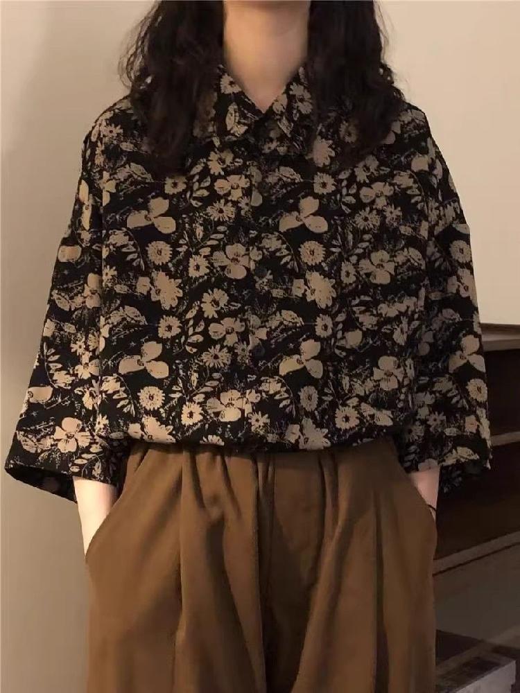 남성용 여름 빈티지 아이스 실크 반팔 셔츠 휴양 이미지 6