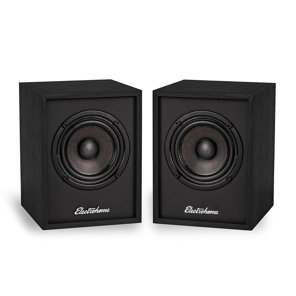 블루투스 5, RCA 및 Aux(EB10B)를 특징으로 하는 턴테이블, TV, PC 무선 음악 스트리밍을 위한 앰프 3인치 드라이버가 내장된 일렉트로홈 헌틀리 전원 책장 스피커 - 상품 이미지