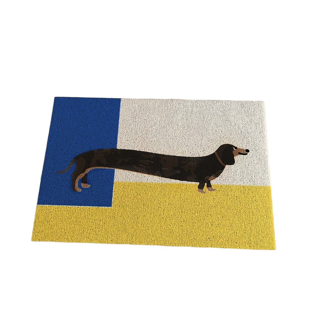 닥스훈트 강아지 러그 방수 카펫 발매트 화장실 노랑과 파랑 40x60cm - 상품 이미지