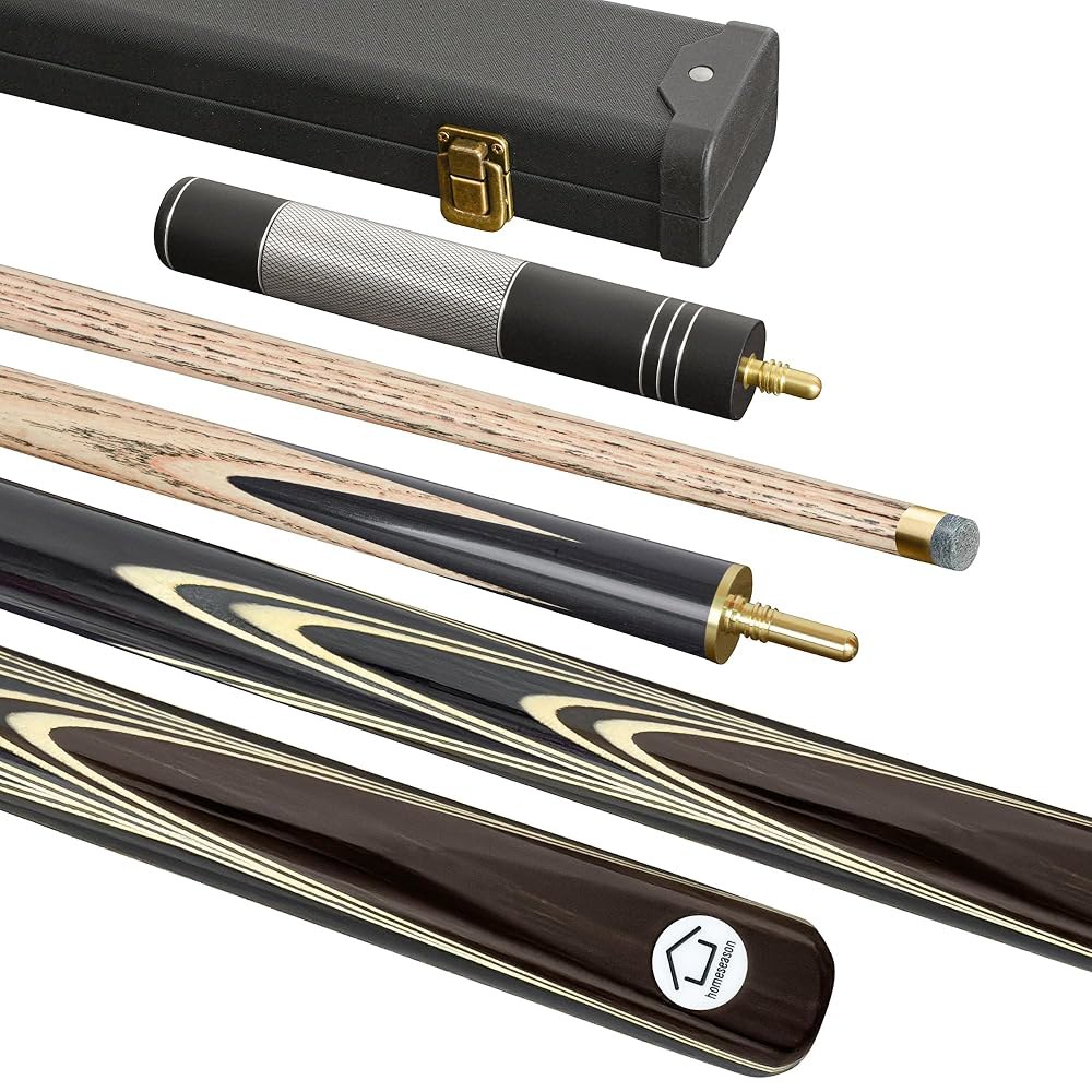 HomeSeason 144.8cm(57인치) 스누커 큐 스틱 애쉬 큐, 익스텐션, 케이스, 당구 우드 단풍나무 3/4 캐나다 건설 풀 내구성 있는 532ml(18온스) 및 조인트 - 상품 이미지