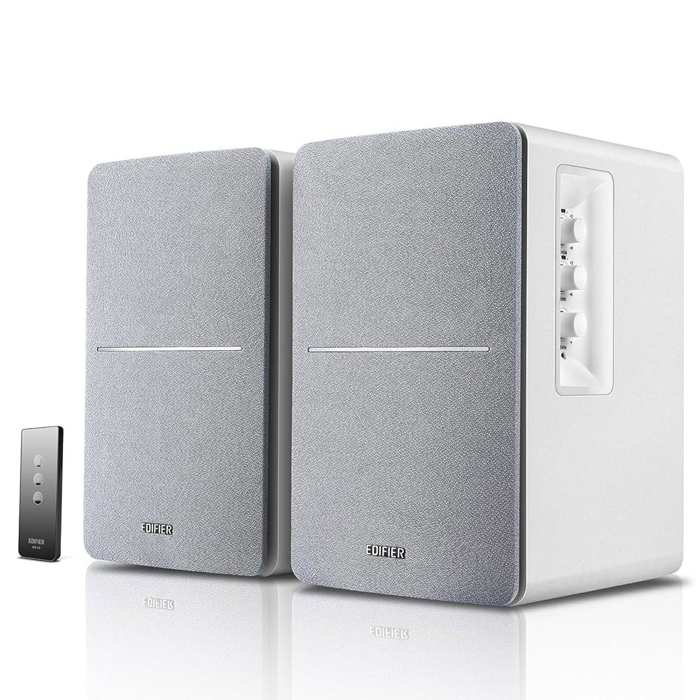 Edifier R1280T 전원 책장 스피커 - 2.0 활성 근거리 스튜디오 모니터 흰색 인클로저 42와트 RMS Black - 상품 이미지
