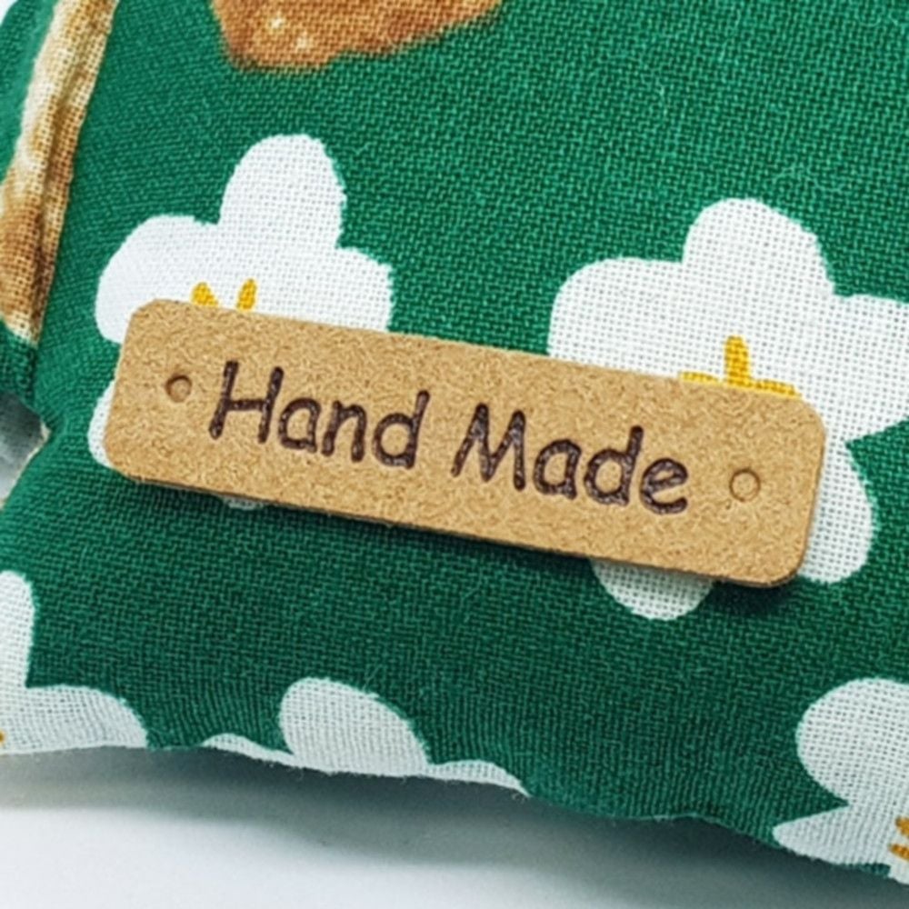 1개 우드색상 4x1 인조가죽 HAND MADE 라벨 핸드메이 - 메인 이미지