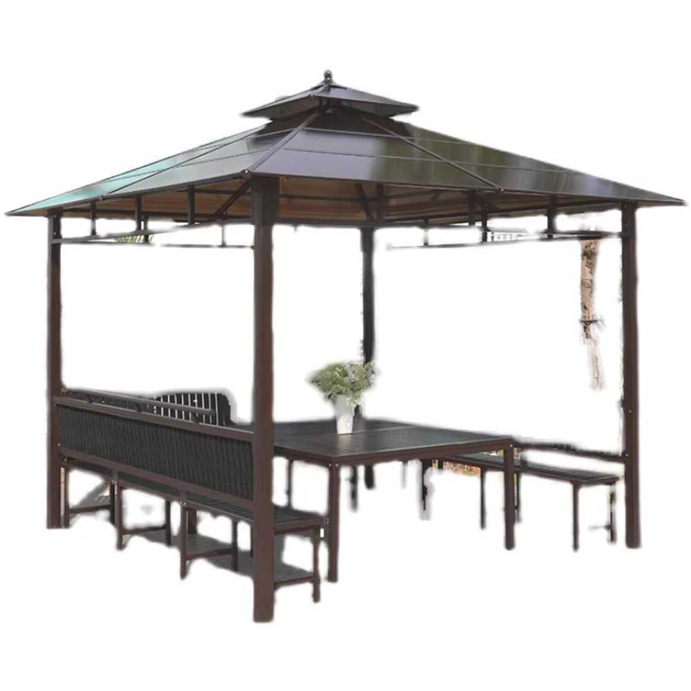 야외 정자 조립식파고라 마당원두막 정원 쉼터용 2.6x2.6m 정자+좌석+테이블 - 상세 이미지 4