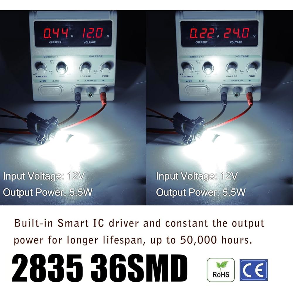 KISLED 슈퍼 브라이트 3000lm 2504, DRL 트럭용, 12276 LED 화이트 6000K 고출력 전구 교체품, 자동차 칩, 안개등 PSX24W, 2835 렌즈 제논 - 상세 이미지 2
