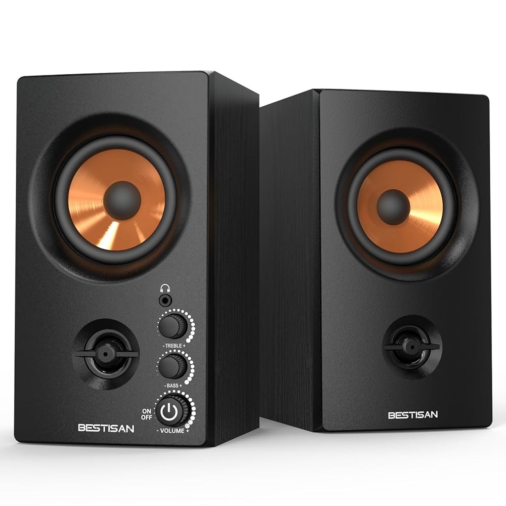 BESTISAN 액티브 책장 스피커, 50W BT 홈 u2019 Wofer 3대, U2019 Silk Dome 트위터 PC 스피커 1대, 데스크톱 / 턴테이블 TV용 RCA 베이스 - 상품 이미지