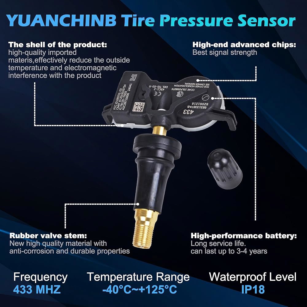 68313387AB TPMS 센서 닷지, 타이어 그랜드 모니터 닷지 #683133387AB 체로키 68252493AB 컴퍼스 다트 500x 시스템 433Mhz 교체 크라이슬러 지프 - 상세 이미지 2