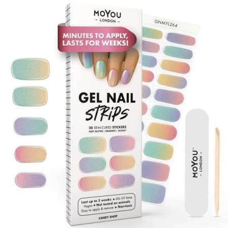 Besuche den MOYOU LONDON-Store [해외]MOYOU LONDON 반 경화 UV 젤 스트립-20 개-살롱 품질의 매니큐어 용 네일 포일 경화-Never Say Never [B0CNYG57L6]