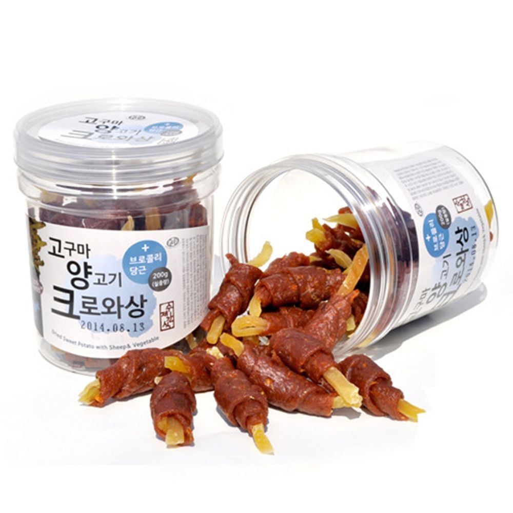 강아지 크로와상 고구마 양고기 200g 반려견 수제간식 - 상품 이미지
