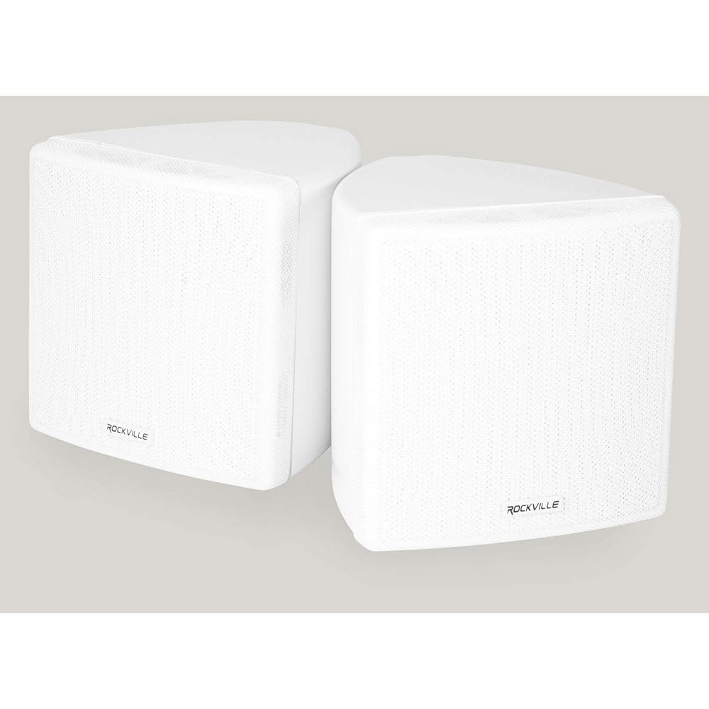 로크빌 페어 큐브 70V 화이트 커머셜 스피커, 6W / 3W 1.5W 탭 옵션, 스위블 마운트, 양방향 사운드, 레스토랑 및 사무실용 White - 상품 이미지
