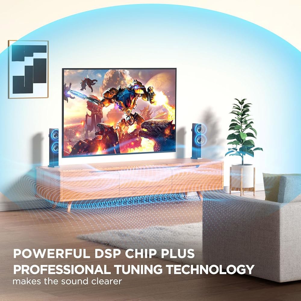 스마트 TV용 2.0ch 100W 사운드 바, 2-in-1 탈착식 블루투스 5.3 스피커, 3가지 EQ 모드 및 조절 가능한 베이스 - 영화, 게임, 음악을 위한 홈 시어터 오디오 - 상세 이미지 3