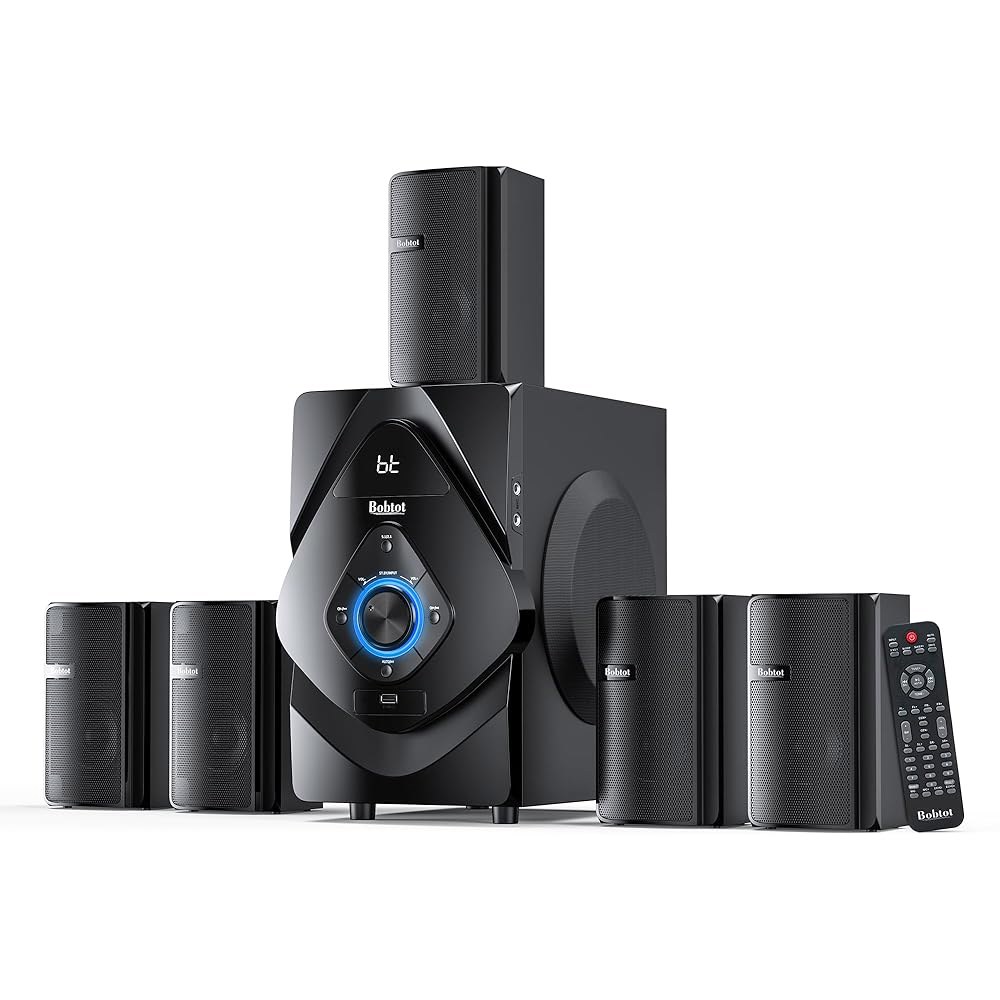 밥토 서라운드 사운드 시스템 무선 후방 위성 스피커 - HDMI ARC 광학 블루투스 입력이 있는 800W 6.5인치 서브우퍼 5.1/2.1 채널 홈 시어터 - 상품 이미지