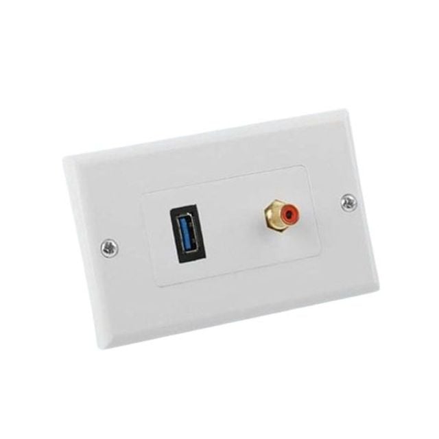 USB 3.0 월 플레이트 1RCA 모듈 포함 설치용 플레이트 - 메인 이미지